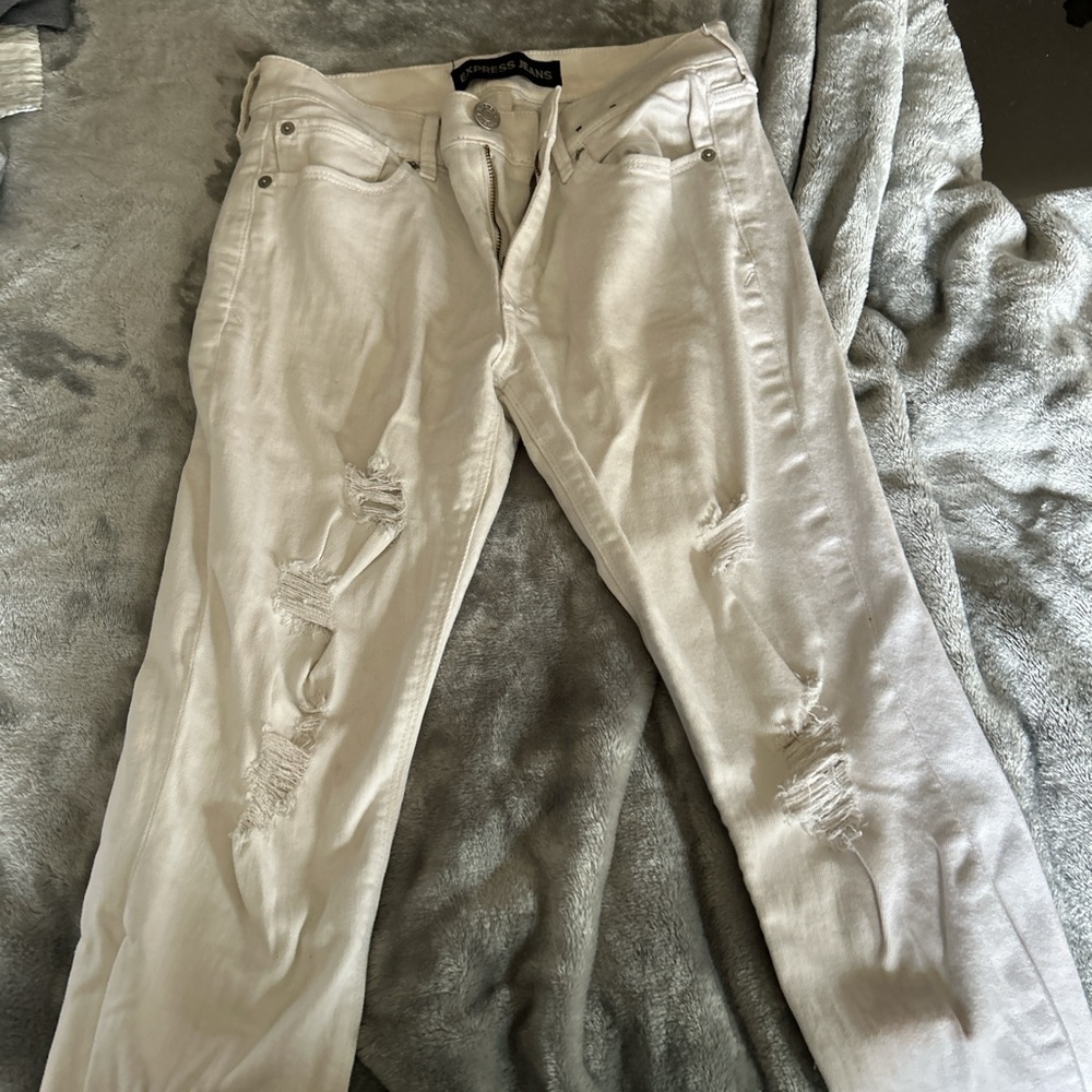 Women's Size 6 Express Ripped White Skinny Jeans
